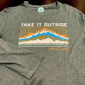 Green Long Sleeve Life Is Good Shirt